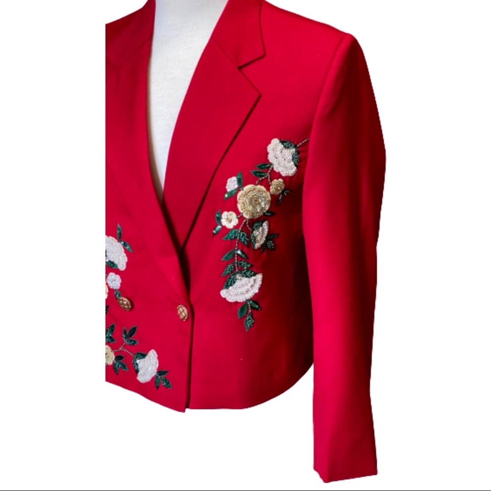 Double press crop embroidered  jacket/coat - Picture 2 of 10